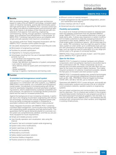 SIMATIC PCS 7 Process Control System - Siemens