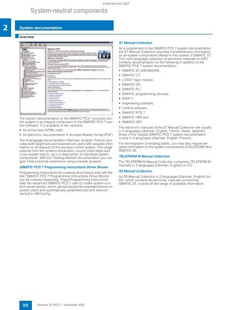 SIMATIC PCS 7 Process Control System - Siemens