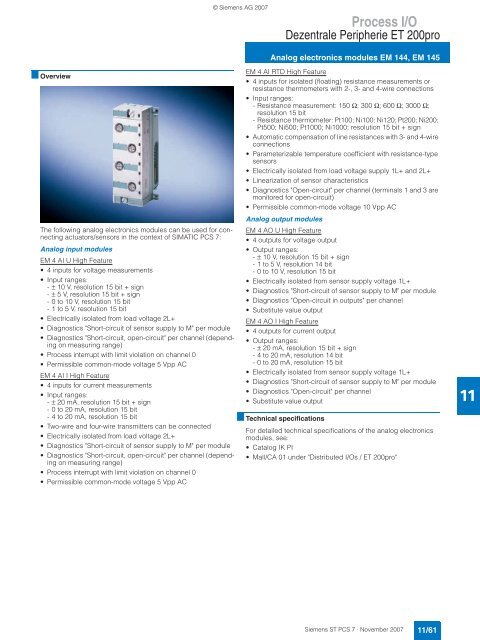 SIMATIC PCS 7 Process Control System - Siemens