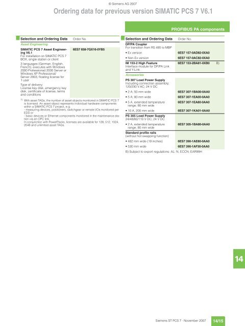 SIMATIC PCS 7 Process Control System - Siemens