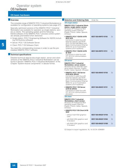 SIMATIC PCS 7 Process Control System - Siemens