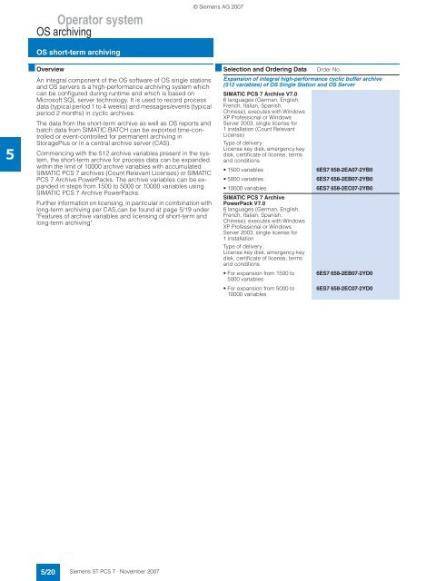 SIMATIC PCS 7 Process Control System - Siemens