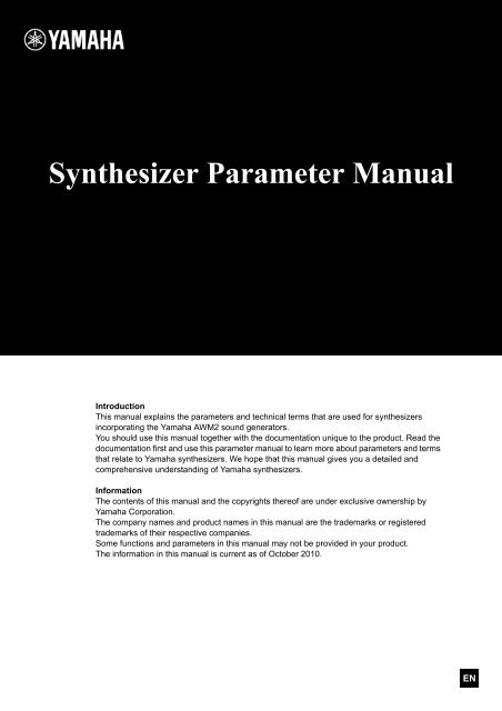 Yamaha Synthesizer Parameter Manual - Motifator.com