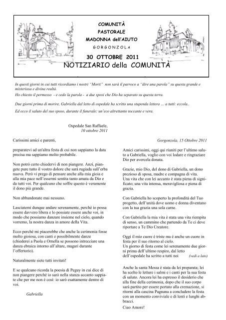 NOTIZIARIO della COMUNITÀ - Comunità Parrocchiale Madonna ...