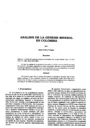 ANALISIS DE LA GENESIS MINERAL EN COLOMBIA