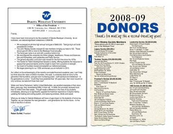 2008-09 Donors (Calendar).p65 - Dakota Wesleyan University