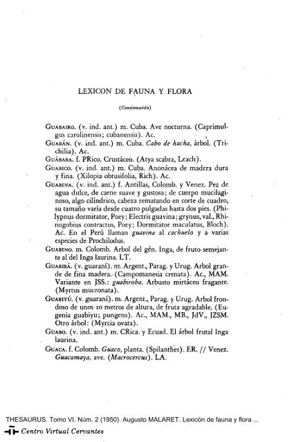 Lexicón de fauna y flora (Continuación)