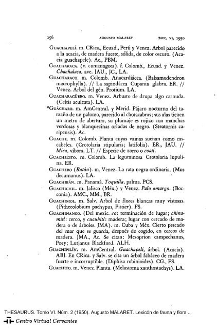 Lexicón de fauna y flora (Continuación)