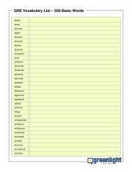 GRE Vocabulary List – 500 Basic Words - Greenlight Test Prep