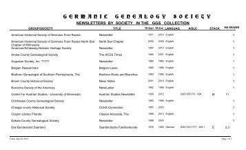 Germanic Genealogy Society