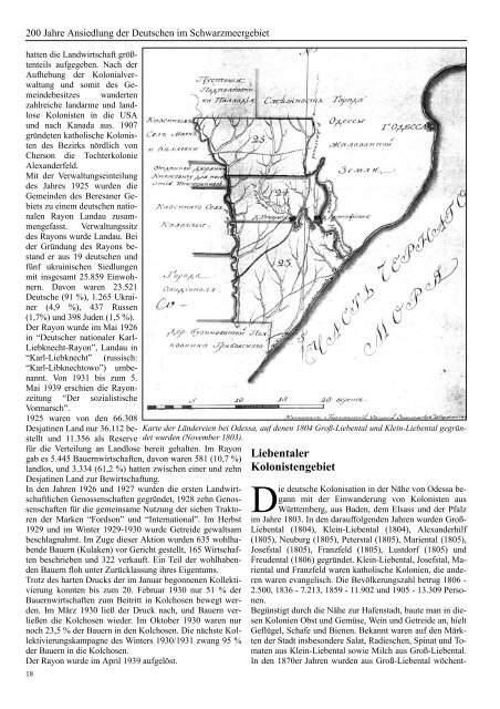 200 Jahre Ansiedlung der Deutschen im Schwarzmeergebiet