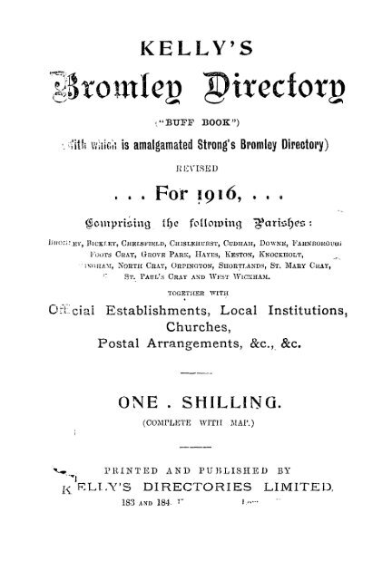 Bromley Kelly's Directory 1916 - Bromley Council