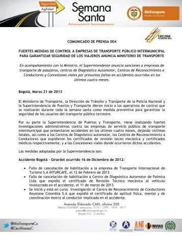 Comunicado. - Superintendencia de Puertos y Transporte