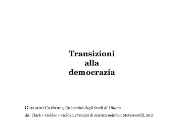 Transizioni alla democrazia - Università degli Studi di Milano