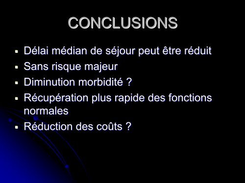 Réhabilitation précoce en chirurgie colique et soins péri ... - JLAR