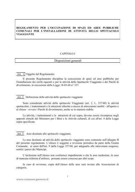 Disposizioni generali - Comune di Genova
