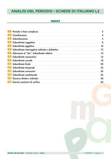 analisi del periodo • schede di italiano l2 - Laspigaedizioni.it