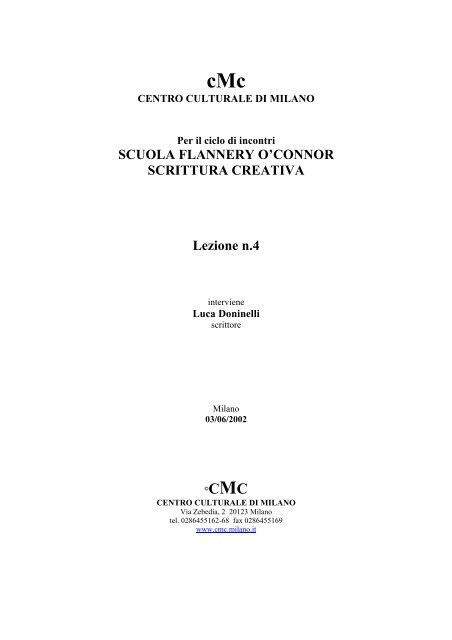 SCUOLA FLANNERY O'CONNOR SCRITTURA CREATIVA Lezione ...