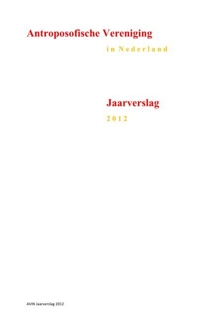 Jaarverslag 2012 - Antroposofische Vereniging in Nederland