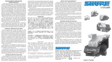 Shure V15VxMR User Guide Chinese