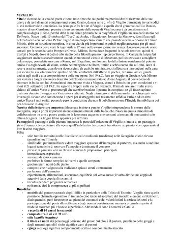 VIRGILIO Vita:le vicende della vita del poeta ci sono note oltre che ...