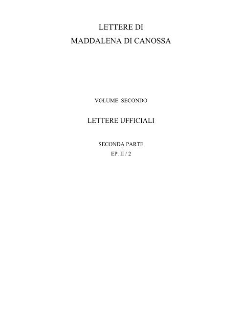 epistolario ii / 2 - S.Maddalena di Canossa