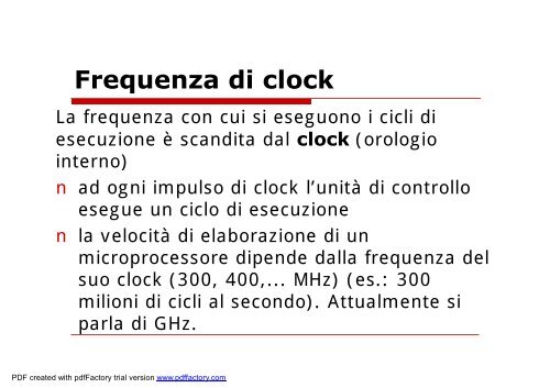 Frequenza di clock La fre
