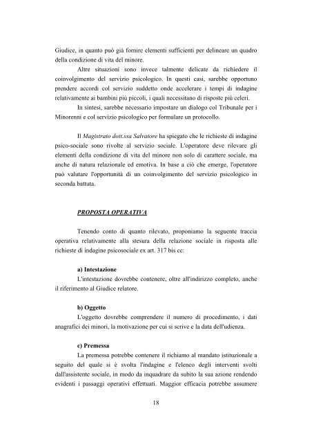 La relazione sociale richiesta dal Tribunale per i Minorenni in caso ...