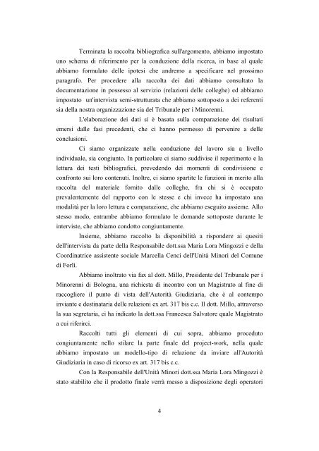 La relazione sociale richiesta dal Tribunale per i Minorenni in caso ...