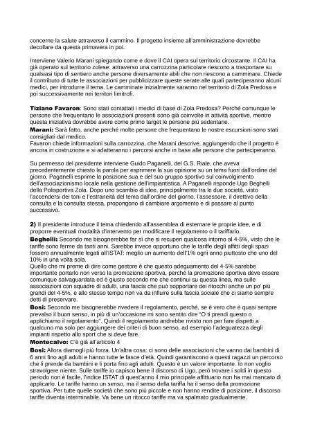 Verbale consulta dello sport del 30/01/12 - Comune di Zola Predosa