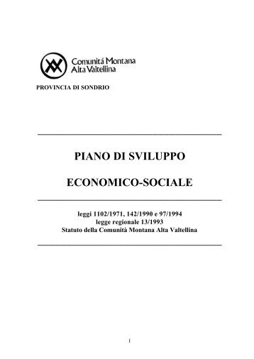 Piano pluriennale di sviluppo socio-economico della Comunità ...