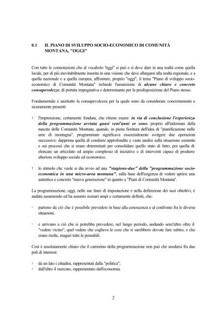 Piano pluriennale di sviluppo socio-economico della Comunità ...