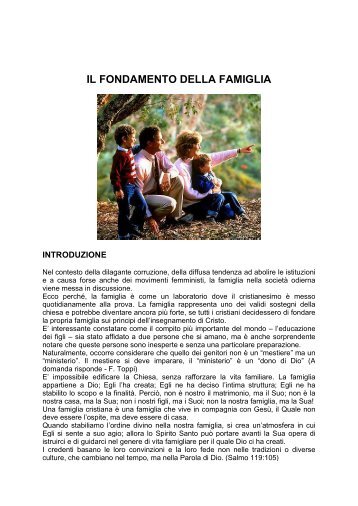 IL FONDAMENTO DELLA FAMIGLIA - Chiesa Cristiana Evangelica