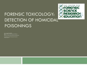forensic toxicology: detection of homicidal poisonings