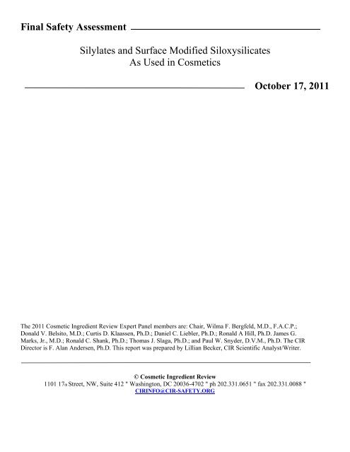 Silylates and Surface Modified Siloxysilicates As Used in Cosmetics