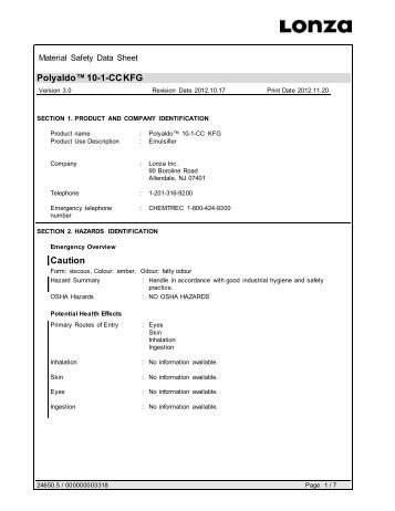 Polyaldo™ 10-1-CC KFG Caution - Lonza