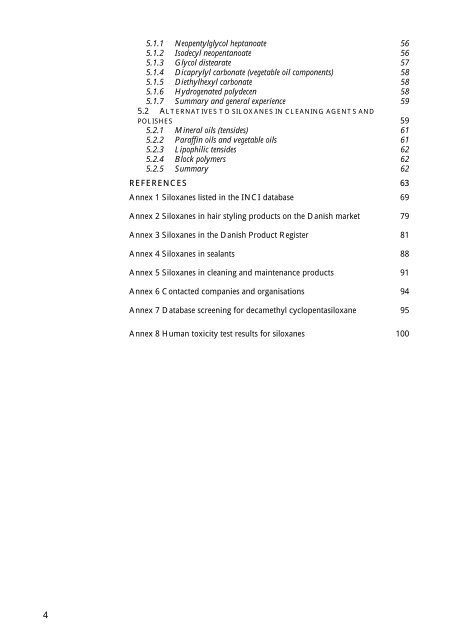 Siloxanes - Consumption, Toxicity and Alternatives - Miljøstyrelsen