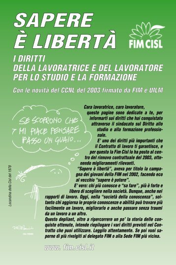 Sapere è libertà. I diritti della lavoratrice e del lavoratore ... - Fim-Cisl