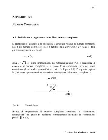 441 APPENDICE A4 NUMERI COMPLESSI A.1 ... - Elettrotecnica