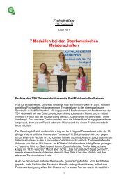 7 Medaillen bei den Oberbayerischen Meisterschaften - TSV Grünwald