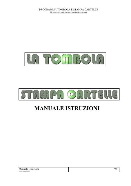 PROGRAMMA “TOMBOLA” – “STAMPA CARTELLE” - Melfi, Fulvio