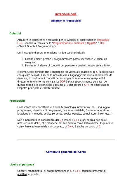 CORSO C++ STANDARD - Didattica.it