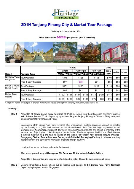 2D1N Tanjung Pinang City & Market Tour Package - Heritage Travel ...