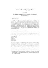 Alcune note sul linguaggio Java* - Dipartimento di Matematica e ...
