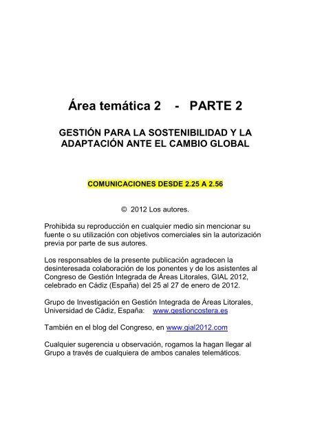 Área temática 2 - PARTE 2 - Gestión Costera