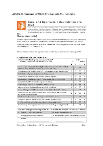 Anhang 1: Checkliste zur Mitgliederwerbung bei ... - TSV Haunstetten