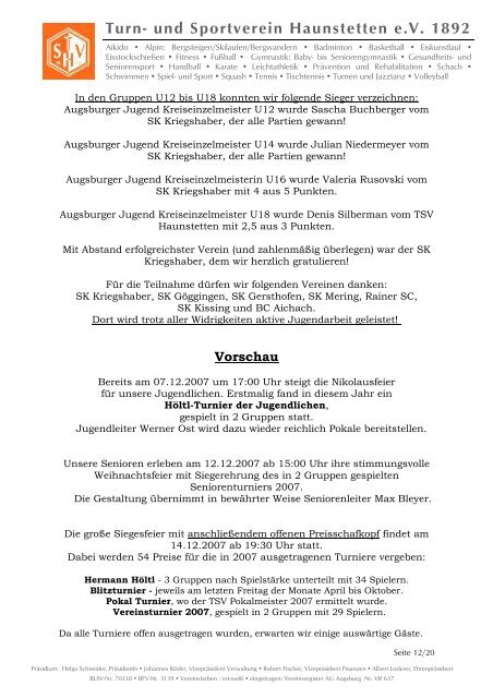 Newsletter Dezember 2007 - TSV Haunstetten