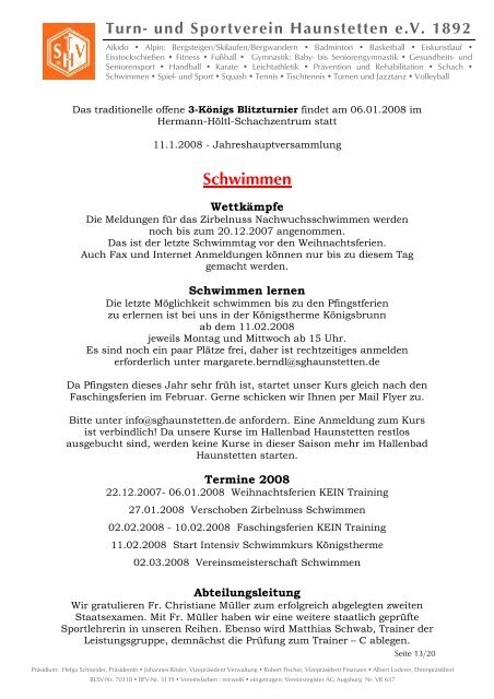 Newsletter Dezember 2007 - TSV Haunstetten