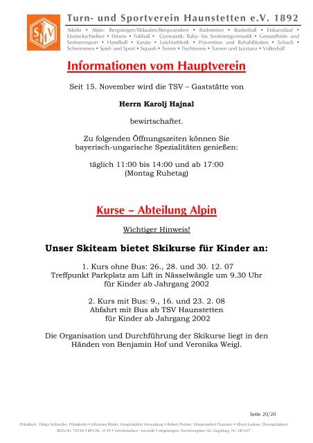 Newsletter Dezember 2007 - TSV Haunstetten