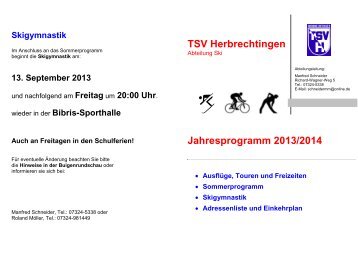 Unsere Jahrestermine für 2013 - TSV Herbrechtingen